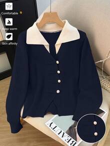 Franclia Women's Polo Collar Chinese Style Fashion Cardigan With Lucky Button