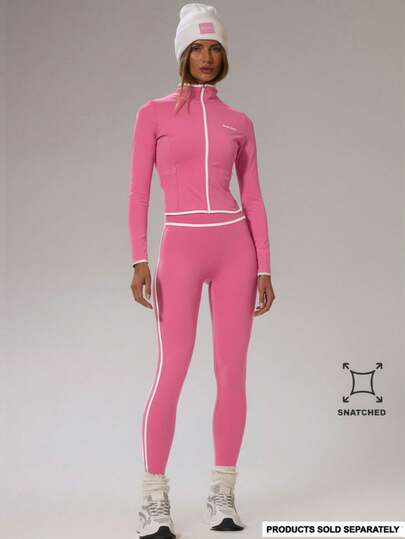 Musera Sport Sport Contrast Trim Zip Through BBL Jacket Only Winter Activewear Sport Gym Workout Ski Fitness Off Piste