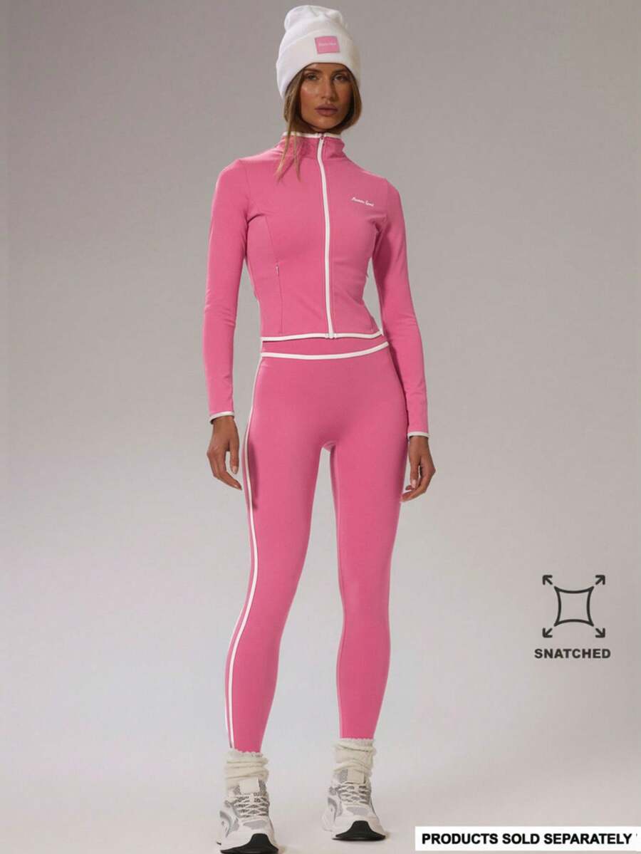 Musera Sport Jaket BBL dengan Trim Kontras dan Resleting, Hanya untuk Musim Dingin, Pakaian Aktif, Olahraga, Gym, Latihan, Ski, Kebugaran, dan Off-Piste. - Hot Pink - View 1