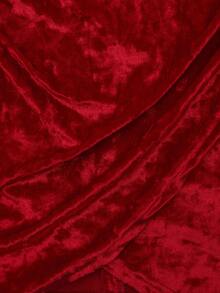 Balvessa Women's Elegant Overlap Collar Ruffle Button Decor Dress, Autumn - Red - View 5