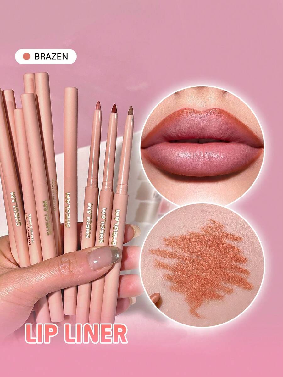 SHEGLAM So Lippy 唇線筆-Brazen 奶油霧面唇線筆 高色素 不易褪色 絲般柔滑啞光輪廓色調唇妝 派對 唇線筆 品牌 美容 化妝 化妝品 適合女性與女孩 完美搭配冬季 Y2K 時尚 流行 生日禮物 假期 派對準備就緒 最佳顏色 - Brazen - 查看 1
