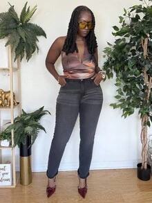 Truni __theloveshegives Plus Size Women's Casual Basic Black Stretch ...