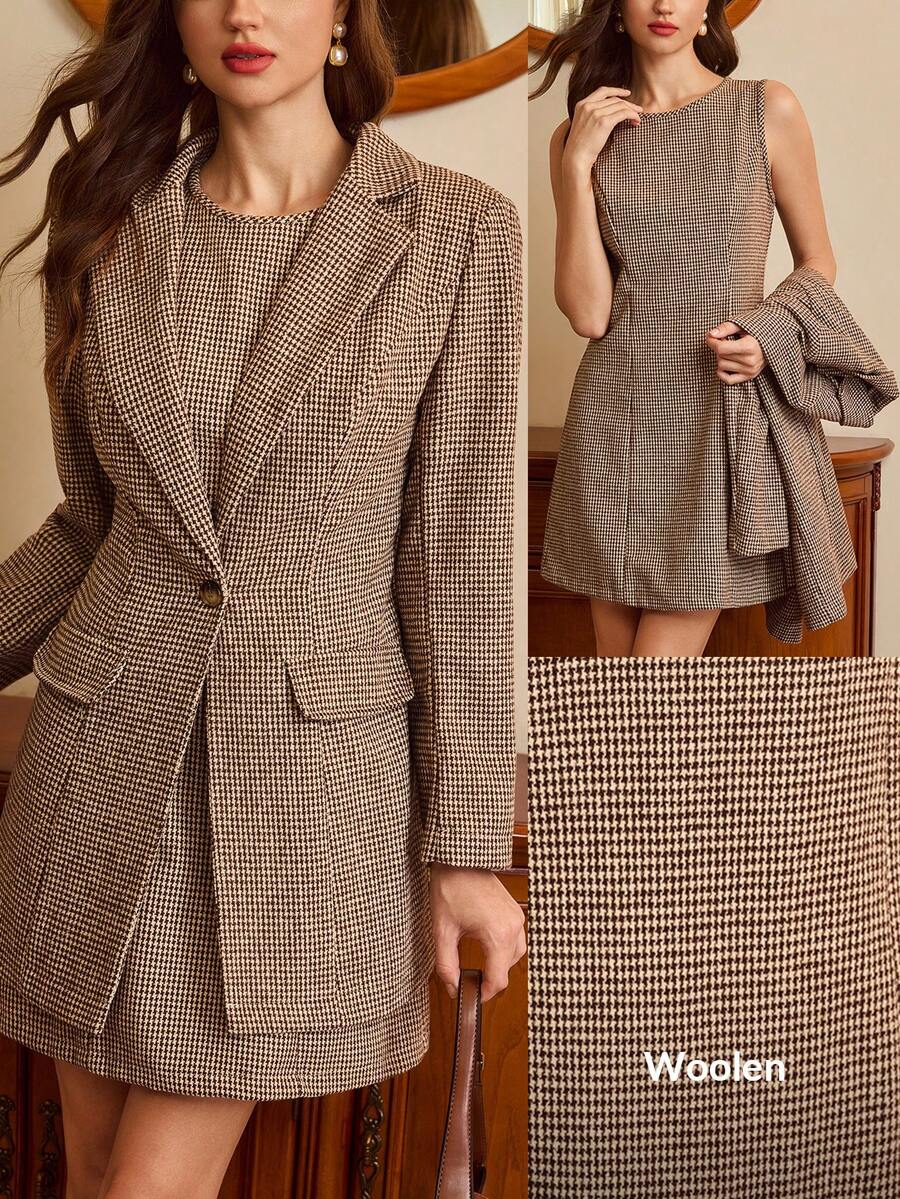 Vintamour Women 2 Pieces Vintage Elegant Dress Blazer Set Casual Outfits Two Pieces Set Women 2 Pieces Sets Ladies Business Casual Woman Wedding Guest Dress Women 2 Pieces Set Women Elegant Dresses For Women Office Outfits For Women Winter Clothes For Women Work Outfits For Women Work Clothes Women Winter Clothes For Women Women's Winter Clothes Christmas Outfit For Women Christmas Clothes New Year Clothes New Year Outfit Thanksgiving Outfit