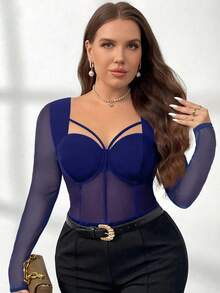 Firerie Blusa de Renda Preta Sólida com Design Vazado e Amarração, Elegante e Sofisticada, Adequada para Uso em Eventos Sociais, Festas, Ano Novo e Escritório Elegante