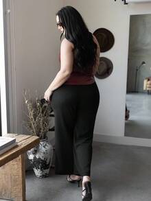 Truni Top tubo de piel sintética rojo vino elegante y cómodo para mujeres con curvas, talla grande, para ocasiones especiales, Año Nuevo, vacaciones, fiestas navideñas, estilo Y2K, chaleco casual, atuendos sexy para mujeres, blusas rojas, estilo occidental - Burdeos - Ver 4