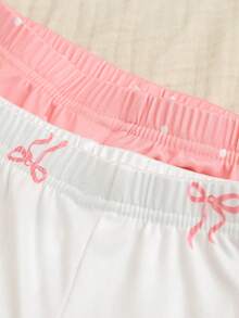 4件套女童简约可爱蝴蝶结图案长袖连体衣套装，家居服 - 彩色 - 查看 6