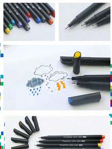 12/24/36/48pcs Colored Painting Set Include Outlining Pens, Marking Pens, Drawing Pens, Art Supplies, Fineliner Pens, Diary/Planner Pens, Fine Line Pens For Writing Notes, Calendar/Agenda Coloring, 0.4mm Felt Tip Fine Line Pens In Vibrant Colors, Ideal For Adult Coloring, Writing, Drawing, Teachers And Students, Christmas Gifts, Back To School - Multicolor - View 11