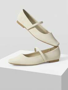 MOTF PREMIUM Giày bệt mũi vuông da PU - Màu be - Xem 9