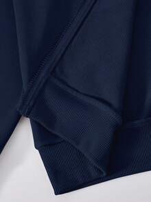 Sparklyn 3pcs/Set Teen GirlCasual Outfit, Including Hooded Zip-Up Sweatshirt With Horse Print, White Tank Top, And Elastic Waist Straight Leg Pants, Autumn - Royal Blue - View 3