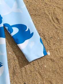 SHEIN Baby Boy Swimwear, One-Piece Swimsuit, Long Sleeve Trousers, Zippered Easy To Put On And Take Off, Knitted Fabric, Cute Turtle Digital Print Seaside Swimsuit, Baby Boy's Seaside Swimsuit Baby Boy Rash Guard Baby Boy Swimsuit Long Sleeve Boy Swimsuit Set Long Sleeve Toddler Long Sleeve Swim Toddler Rash Guard Boy Baby Boy Beach Wear Swimwear For Baby Boys Baby Boy Swimsuit Zipper Ocean Baby Clothes Baby Boy Bamboo Zipper Romper Toddler Zip Up Pajamas Baby Boy Beach Wear Baby Boy Swimsuit Beach Wear For Baby Boys Baby Boy Long Sleeved Swimsuit With Long Pants Ocean Themed Swimsuit For Baby Boys Cute Swimsuit For Baby Boys Kids Swimsuit​ Children's Swimwear - Blue - View 5