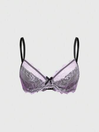 Goth Modischer und bequemer Spitzen-BH-Top für Damen mit Schleifen-Dekor und Bügel