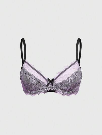 Goth Reggiseno di pizzo alla moda e confortevole con fiocco decorativo e ferretto per le donne