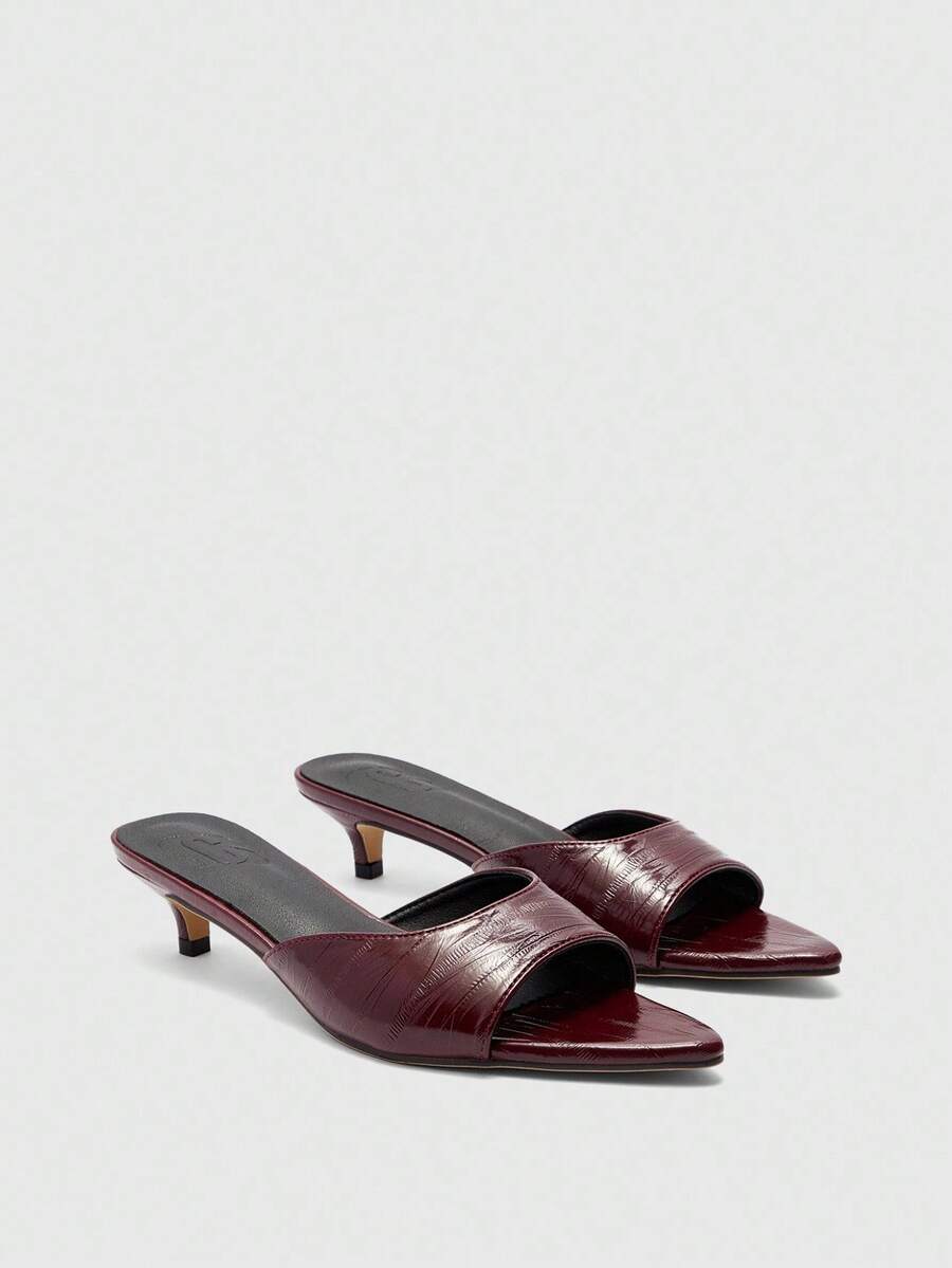 CUCCOO CHICEST Pre-Pointed Toe Slim Heel Women's High Heel Sandals, Versatile - Burgundy - View 1