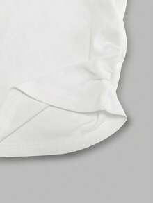 SHEIN Women's Casual Numeric Print Short Sleeve Polo T-Shirt, Summer - White - View 4