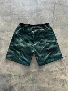 AXEPEAK Men's Letter Patched Detail Contrast Trim Drawstring Waist Shorts, Streetwear Ready - Multicolor - View 2