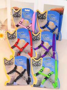 1pc Cat Harness And Leash, H-Style Cat Walk Strap Chest Collar For Pet Cat - Multicolor - View 6