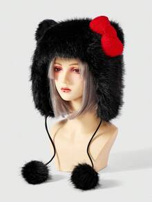 ROMWE Kawaii 1 件女士黑色涤纶可爱猫耳耳套秋季配饰 - 黑色 - 查看 2