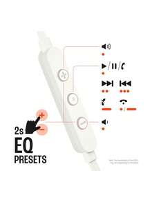 JBL TUNE 305C Wired In-Ear Earphones, High Resolution 96 KHz/24 Bit Sound, Preset EQ, USB Type-C, 12.5mm Dynamic Driver, Built-In Mic, Open Type, Flat Cable, White - White - View 2