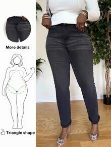 Truni __theloveshegives Plus Size Women's Casual Basic Black Stretch ...