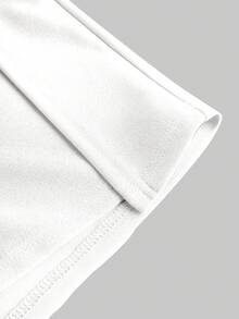 SHEIN Essnce 大码女装秋冬时尚优雅舒适日常百搭显瘦白色短裙/裤套装，金属扣设计，女式下装，简约风格，白色裙子，曲线身材服装 - 白色 - 查看 5