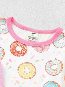 4件套少女休闲舒适圆领套头T恤和裤子家居服套装 - 彩色 - 查看 6