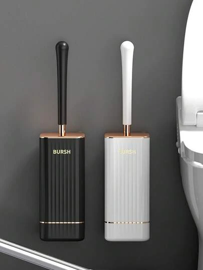 Cepillo de inodoro y soporte Aokala, juego de cepillo de inodoro de silicona con mango largo, limpieza profunda, decoración de baño, decoración de otoño