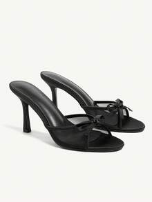 CUCCOO CHICEST Ladies Solid Color Bow Decoration New Summer Leisure Fashion Non-Slip High Heel Sandals Party Spring Shoes Spring Break EasterSpring Summer New Shoes Vacation Women Wedding Shoes Easi For EasterTie