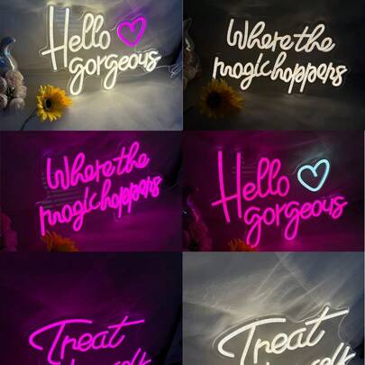 霓虹灯字母系列 - 房间装饰，适用于卧室、客厅、甜品店、美容院、纹身工作室、餐厅、婚礼派对、卧室墙面装饰、节日派对礼物、LED霓虹灯招牌、USB供电