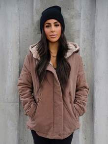 SAYEHFBABY Abrigo de invierno para mujer con capucha, acolchado, con aislamiento de relleno sintético, diseño de cintura, forro térmico para el invierno - Óxido marrón - Ver 6