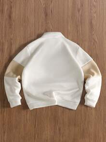 TOKVUE 男士秋季字母图案长袖拉链半开襟休闲运动衫 - 彩色 - 查看 2