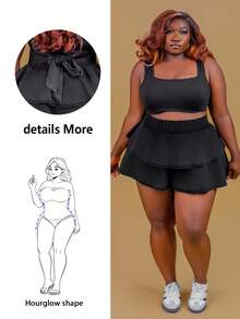 CurvyTilda Chân váy denim mini cỡ lớn có nơ trang trí, màu xanh - màu đen - Xem 1