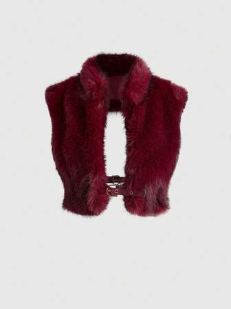 Grunge Punk Top court ras-du-cou sexy dos nu en fourrure style Y2K