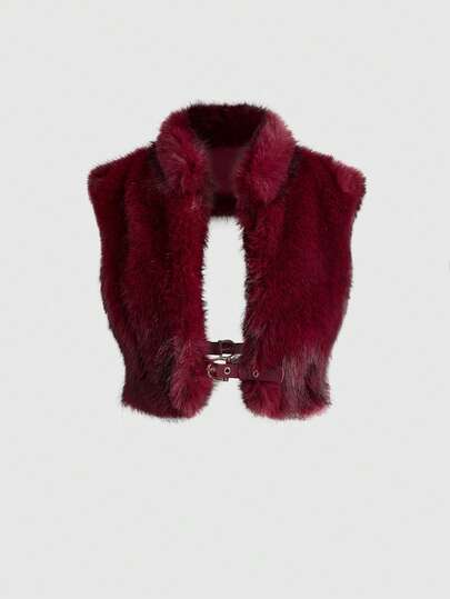 ROMWE Grunge Punk Y2K性感露背毛绒吊带短款上衣