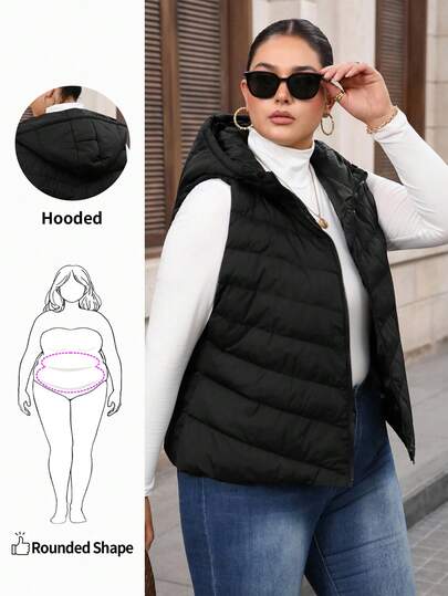 Enliva Ry2ky Plus Size Women Padded Vest, Warm & Comfortable Casual Versatile Everyday Wear Waistcoat, Suitable For Autumn & Winter, For Apple Rounded Body Shape