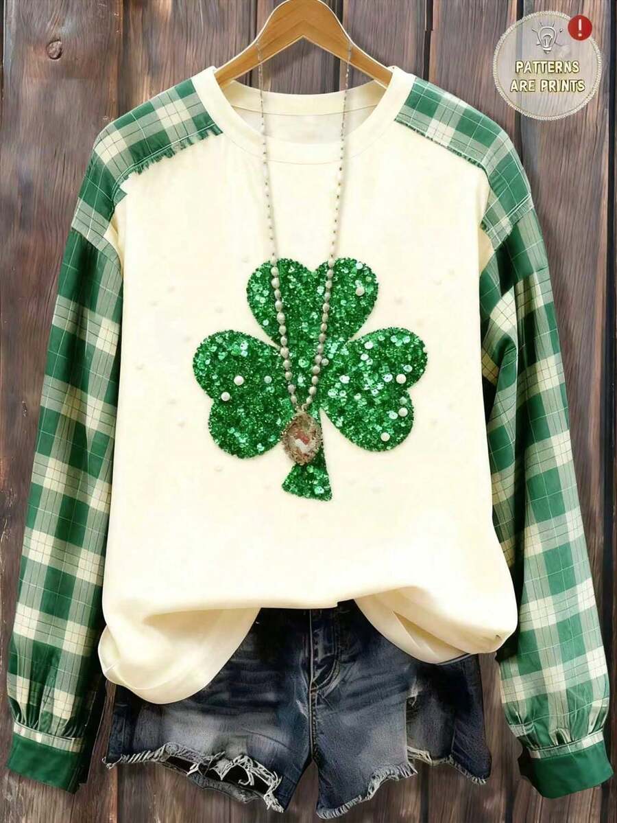 EMERY ROSE 全新纯色渐变蓬松装饰圆领长袖套头衫，适合节日和日常穿着 - 彩色 - 查看 1