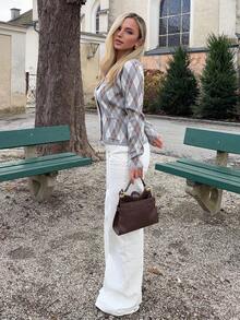 Jeta Ari Low Waist Oversized Wax Coated Jeans 90's Y2k Spring Summer Casual Western Concert Festival Holiday Fall Autumn Winter Nashville Oasis Work Office - White - View 5