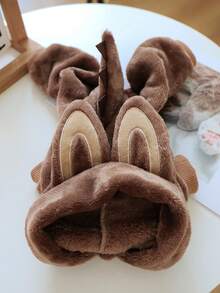 PETSIN 1件宠物服装，猫狗通用款，秋冬季加厚保暖连体衣，可爱卡通造型变身服，冬季柔软舒适连帽卫衣 - 棕色 - 查看 8