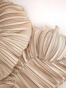 L'Amorae Plisserad axelbandslös topp i satin för kvinnor, julkläder - Aprikos - Visa 5