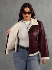 Elaquor Áo khoác nữ tay dài có khóa kéo phía trước, size lớn, thường ngày, thích hợp cho mùa thu/đông - Cà phê nâu - Xem 8