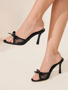 CUCCOO CHICEST Ladies Solid Color Bow Decoration New Summer Leisure Fashion Non-Slip High Heel Sandals Party Spring Shoes Spring Break EasterSpring Summer New Shoes Vacation Women Wedding Shoes Easi For EasterTie