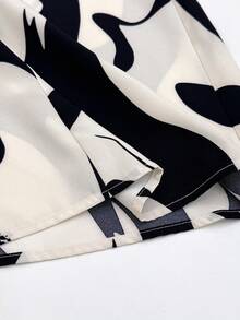 Franclia 女士优雅复古极简主义钥匙孔领泡泡袖系腰中长连衣裙 - 彩色 - 查看 5