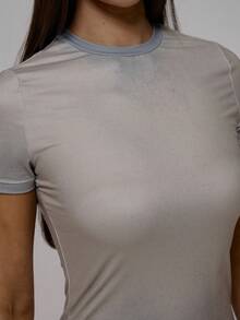 MUSERA Washed Fitted Baby Tee Tshirt Top Autum Winter Streetwear Cool Girl Y2K Everyday Casual Sepia Spring Summer - Khaki - View 6