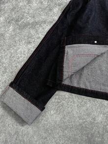 Manfinity EMRG Men's Street Fashion Casual Floral Embroidered Denim Jacket Red Stitch Jacket Embroidered Jacket Rose Patch Jacket - Dark Wash - View 6