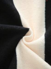 Lalippa 女式V领落肩长袖条纹宽松针织毛衣