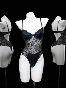 1件女式性感蕾丝拼布紧身衣