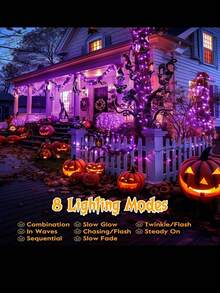 1Pc 20/50/100/200Leds Solar String Lights Outdoor, Green Wire Solar Christmas Lights, 8 Modes Twinkle Fairy Lights Suitable For Stage Lighting Xmas Tree Garden Wedding Decoration Outdoor Camping, Lights Outdoor For Garden Tree Patio Party Christmas Courtyard(Purple/Warm White/White/Multicolor) - Multicolor - View 3