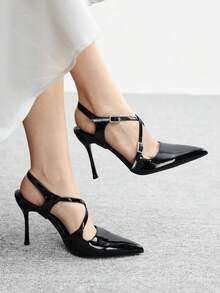 CUCCOO BIZCHIC Women's Elegant Pointed Toe Pumps, Suitable For Party And Commute For Christmas - Black - View 1