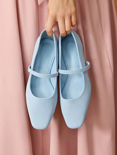 MOTF PREMIUM ZAPATOS PLANOS DE COLOR AZUL CLARO SÓLIDO PARA MUJER, ADECUADOS PARA EL TRANSPORTE DIARIO