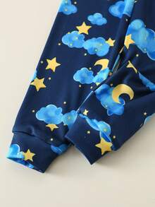 SHEIN 2pcs/Set Baby Boy/Girl Cute Casual Knit Cartoon Pattern Long Sleeve Bodysuit Pajama Set - Multicolor - View 4