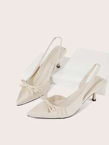 Enchnt 2025 年秋冬独特豹纹露趾高跟凉鞋，时尚尖头蝴蝶结平底鞋，夏季新款时尚，小猫跟鞋，优雅，女士高跟鞋 - 米色 - 查看 2